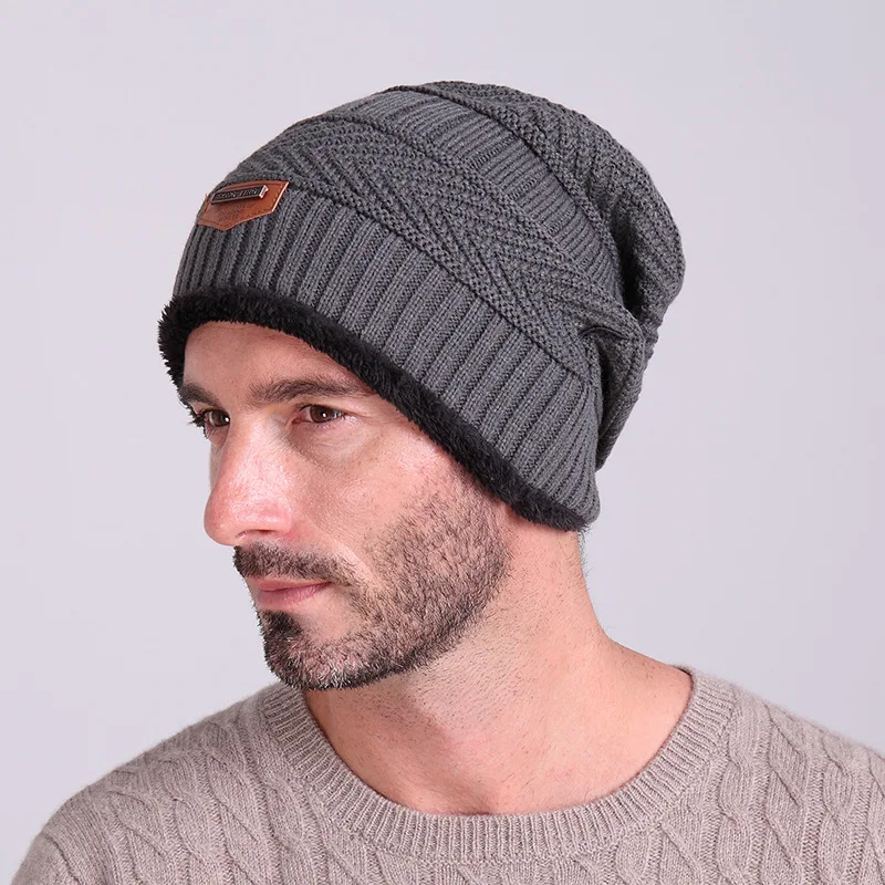 Fashion Men Beanies Knit Cap Winter Hat For Man knitted Caps Boys Thicken Skullies Fashion Warm knit Beanie 2018 Bonnet Femme