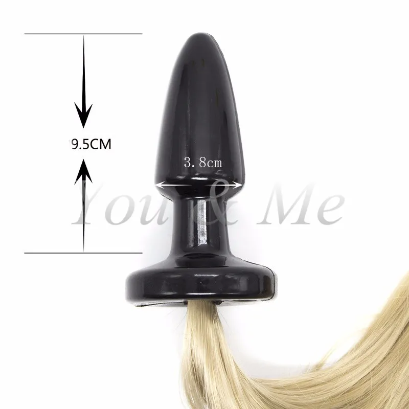 Sex Anal Play Toy Pony Tail Blonde with Black Latex Butt/Anal Plug Kinky Pet Game Bondage Fetish Sex Toys Sex Products