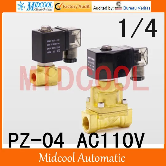 

High temperature steam brass solenoid valve normal closed AC110V PZ-04 port 1/4"steam type