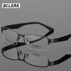 BCLEAR New Arrival Large Face Men Eyeglasses Myopia Presbyopia Half Rim Wide Glasses Frame Big Optical Eyewear Alloy Frames