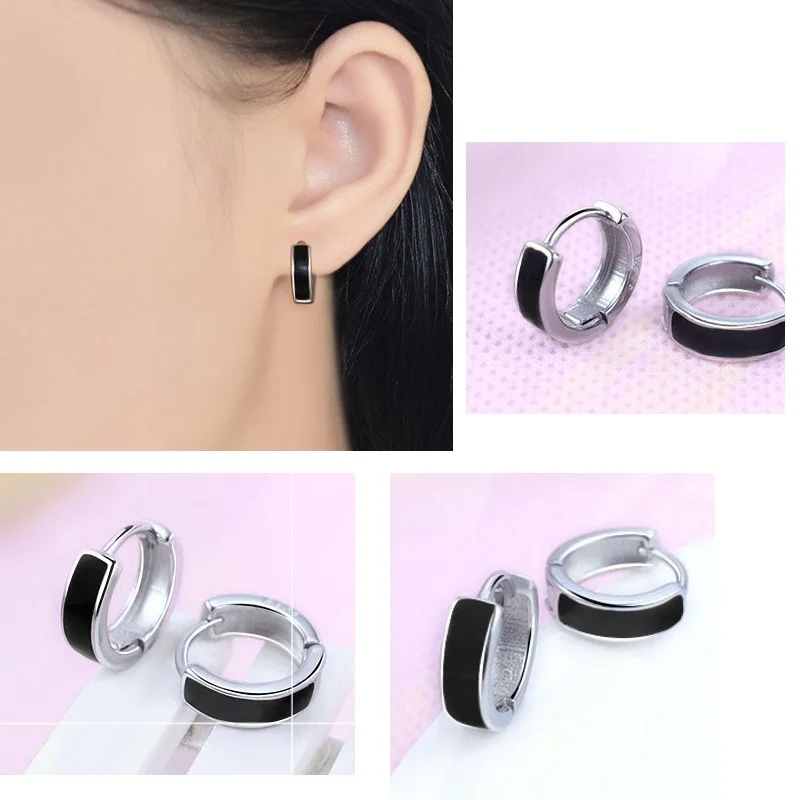 Wukaka Fashion Men Earring For Men Boy 2021 Man Jewelry Drop Shipping Enamel Black Earring