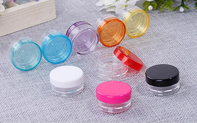 1000pcs/lot 5g clear jar 5ml plastic Packaging Sample cream pot ,nail art glitter powder case Empty box