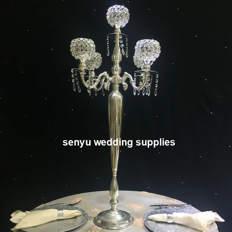 

90cm 100cm)10pcs） 5 Arms Candelabra Centerpieces For Wedding Table Centerpiece Crystal Candle Holder