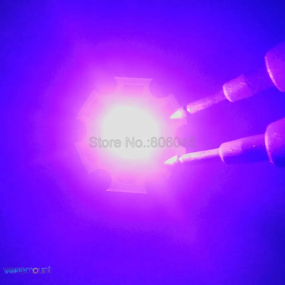 5W 5050 Ultra Violet UV 365nm 380nm 390nm 420nm High Power LED Emitter Bead 2-Chip 3.8-4.2V 350mA-1200mA on 20mm Copper Star