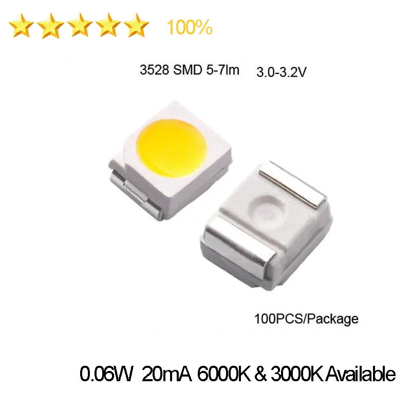 High Brightness 1210 3528 2835 SMD LEDS  TV Diodes 5-7lm  3.0-3.2V Warm White   Cool Withe  Current 20mA 0.06W