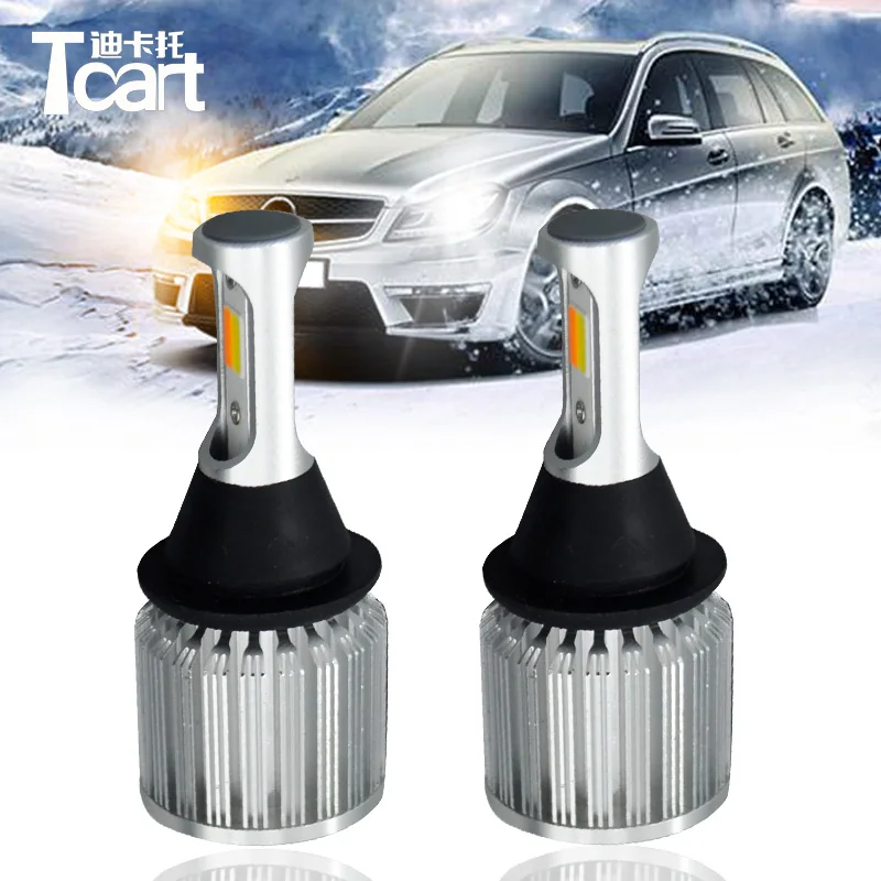 Tcart 1Set Auto Led COB Lamps For Toyota Prius 3 7443 Car LED DRL Daytime Running Light Dual Color Switchback Front Turn Signals