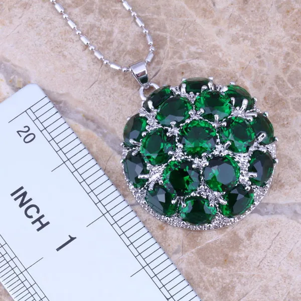 نادر الأخضر مكعب زركونيا الفضة مطلي مجموعات مجوهرات الأقراط قلادة حلقة حجم 6 / 7 / 8 / 9 / 10 / 11 / 12 S0021