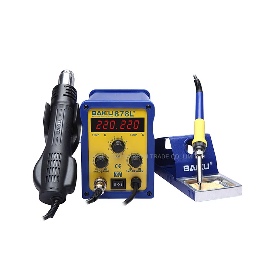 

110/220V BAKU 878L2 Wind Hot Air Soldering Station 110/220V with Heat Gun and english Manual LED Digital Display 1pc