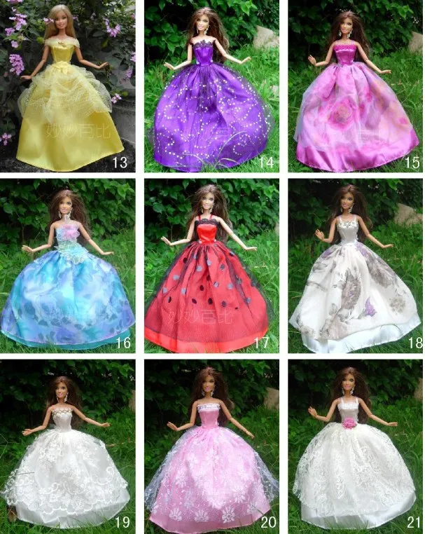 

30items=10dress+10 shoes+10accessories Party Doll's Dress Clothes Gown For Barbie doll