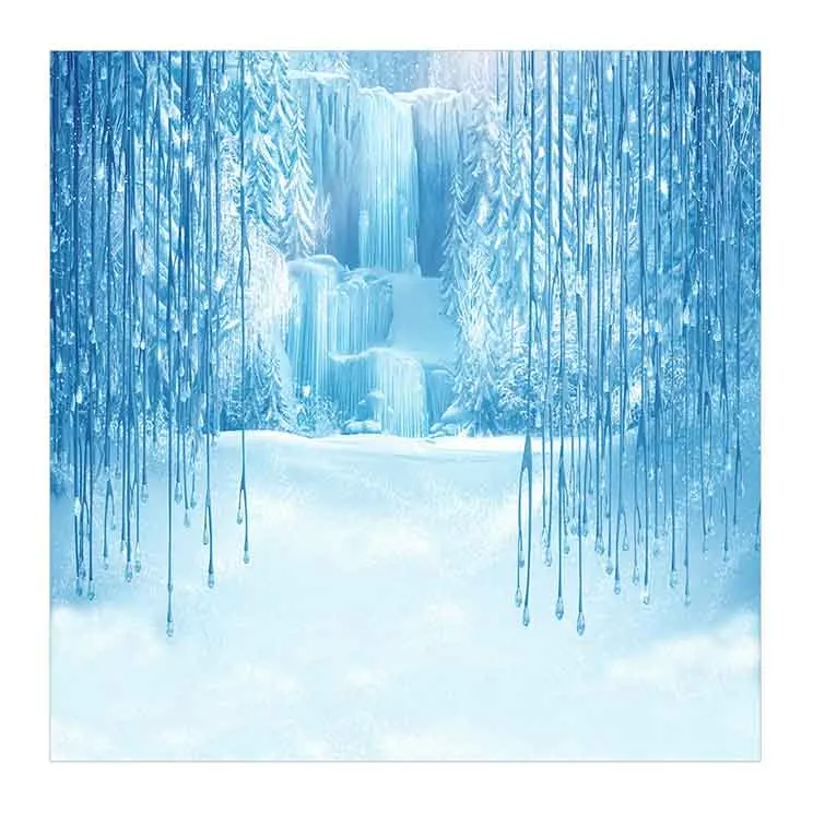 Allenjoy photography frozen backdrop Christmas winter wonderland snow fairy tale waterfall background photoboothphotocall