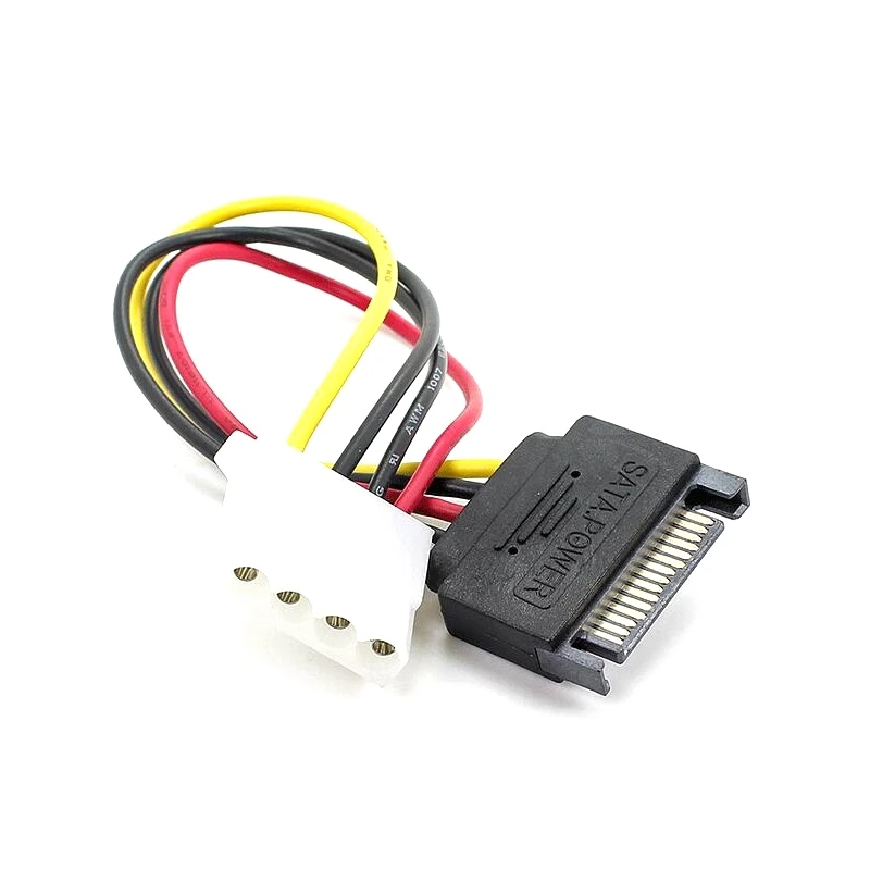 Angitu 2pcs/lot SATA 15Pin Male to IDE Molex 4Pin Power Drive Adapter Cable Hark Dirve Type D 5.08 LP4 Sata Power Cables