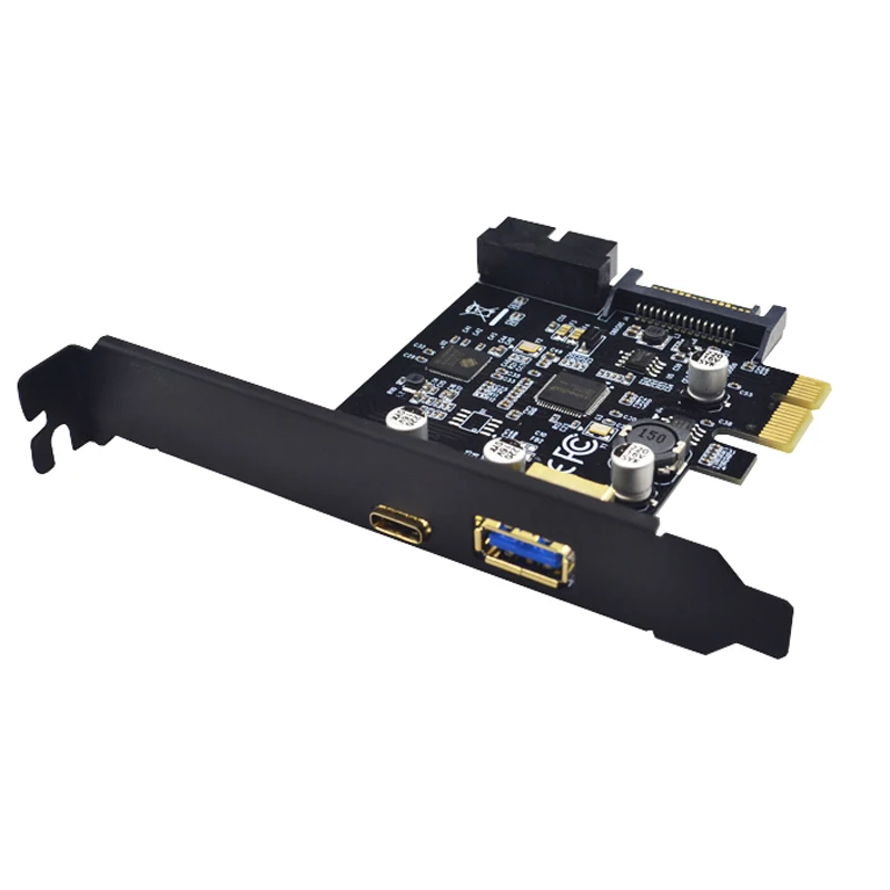 BTBcoin USB 3.0 PCI-E Expansion Card Adapter External USB3.0 Port + 2.4A Fast Charge Internal 19pin Header SATA Power PCI-E Card