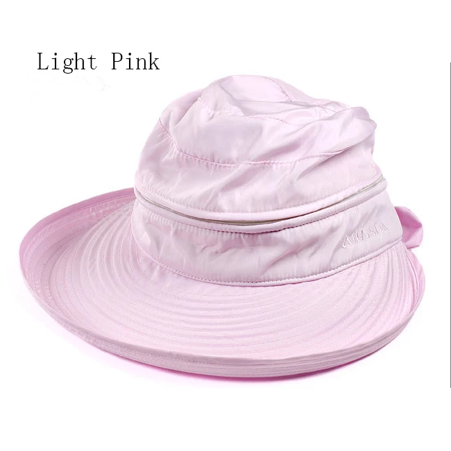 Gorra de estilo coreano para mujer, visera grande con lazo, Color a juego, para playa, 2019