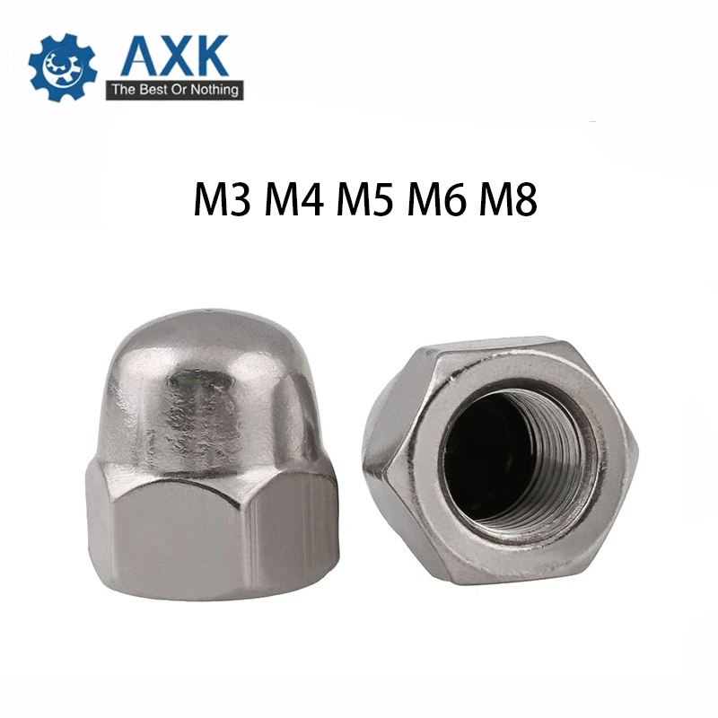 Acorn Nut Decorative Cover Cap Nuts 304 Stainless Steel M3 M4 M5 M6 M8 20pcs Din1587 Semicircle Axk Electrical 10cm X 5cm