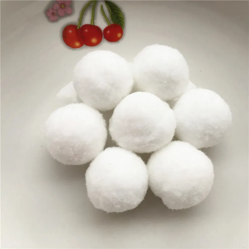 Bianco Pompon 50pcs 30 millimetri Rotonda Pom Poms Palle di Pelo Giocattoli FAI DA TE Artigianato Pompon per I Bambini di Nozze Decorazioni Per La