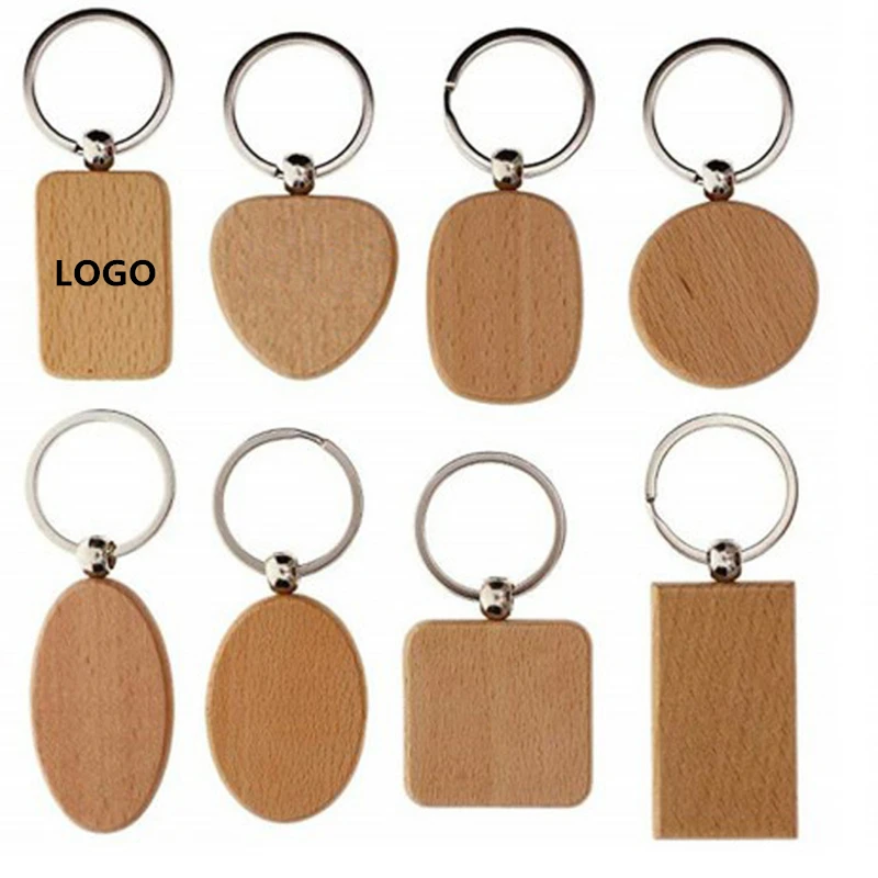 

100pcs eco-friendly Wooden Key Chain DIY Customized Wood party favors Key Tags Promotional Gifts custom wedding gifts for guests