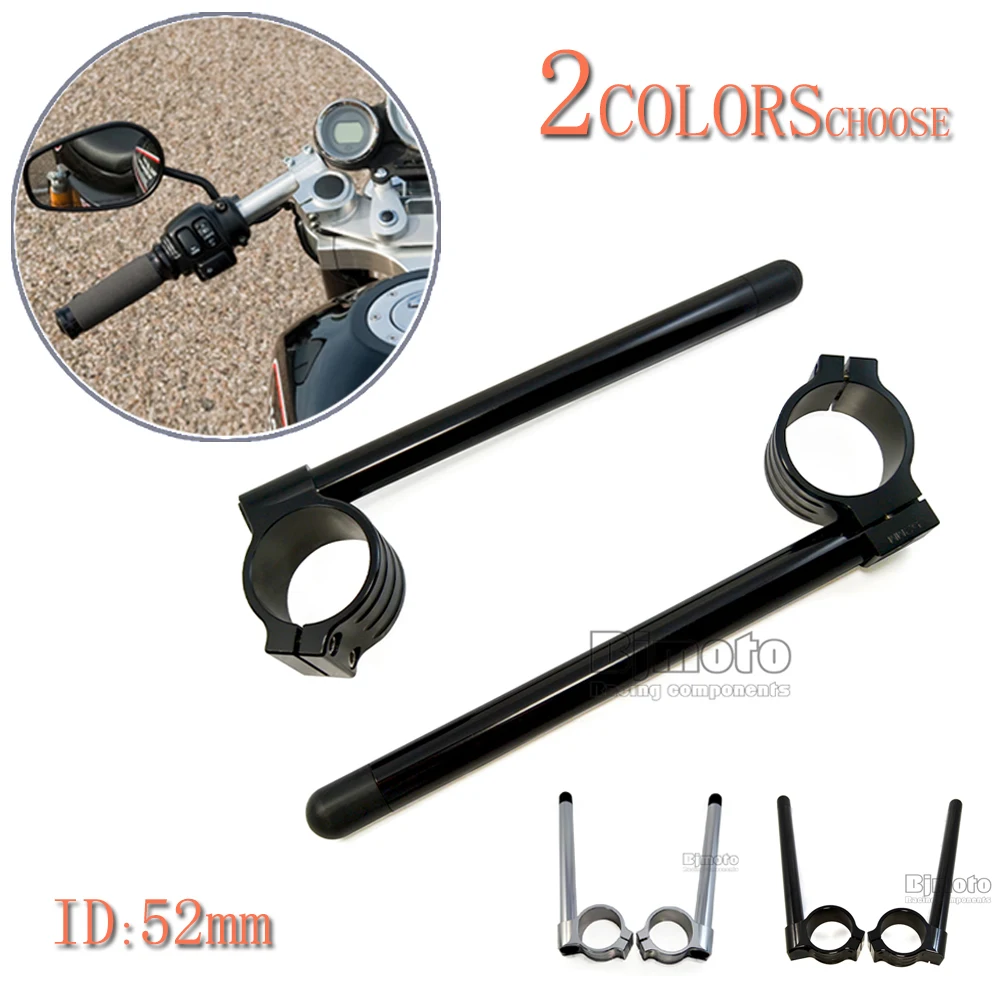 

BJMOTO Pair CNC Universal Motorcycle 50mm 51mm 52mm 53mm 54mm Clip On Ons Fork Handle Bars Handlebars For SUZUKI YAMAHA Kwasaki