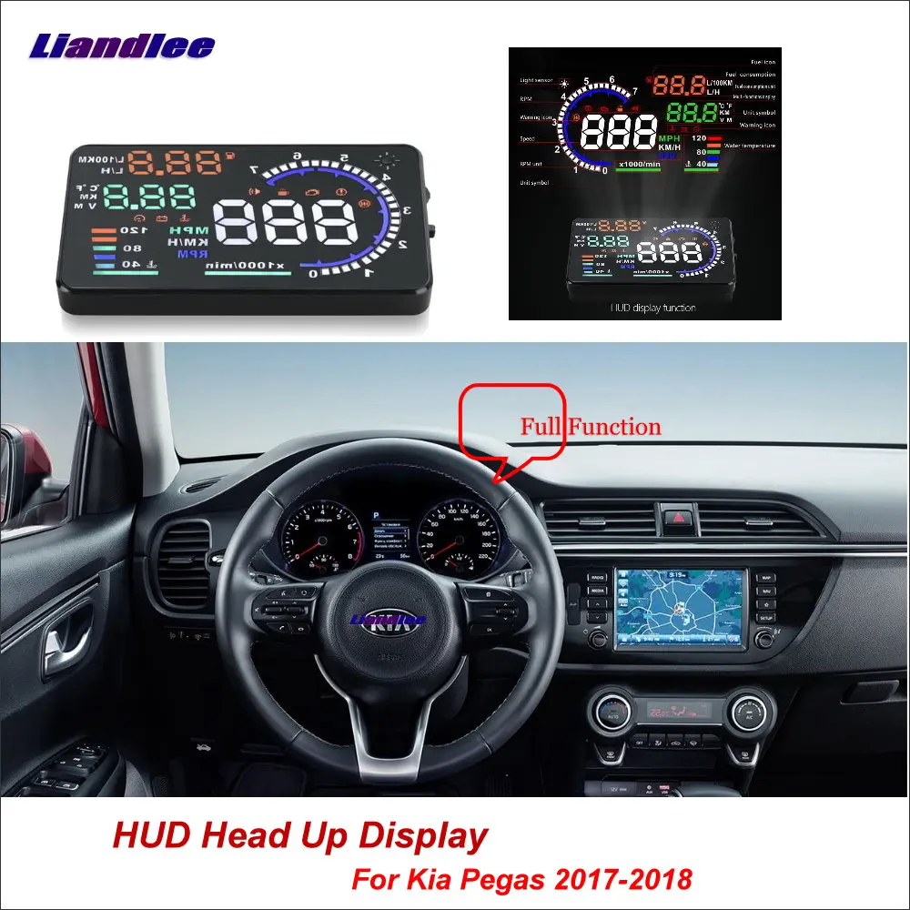 For Kia Pegas 2017-2018 OBD Safe Driving Screen Car HUD Head Up Display Full Function Projector Refkecting Windshield