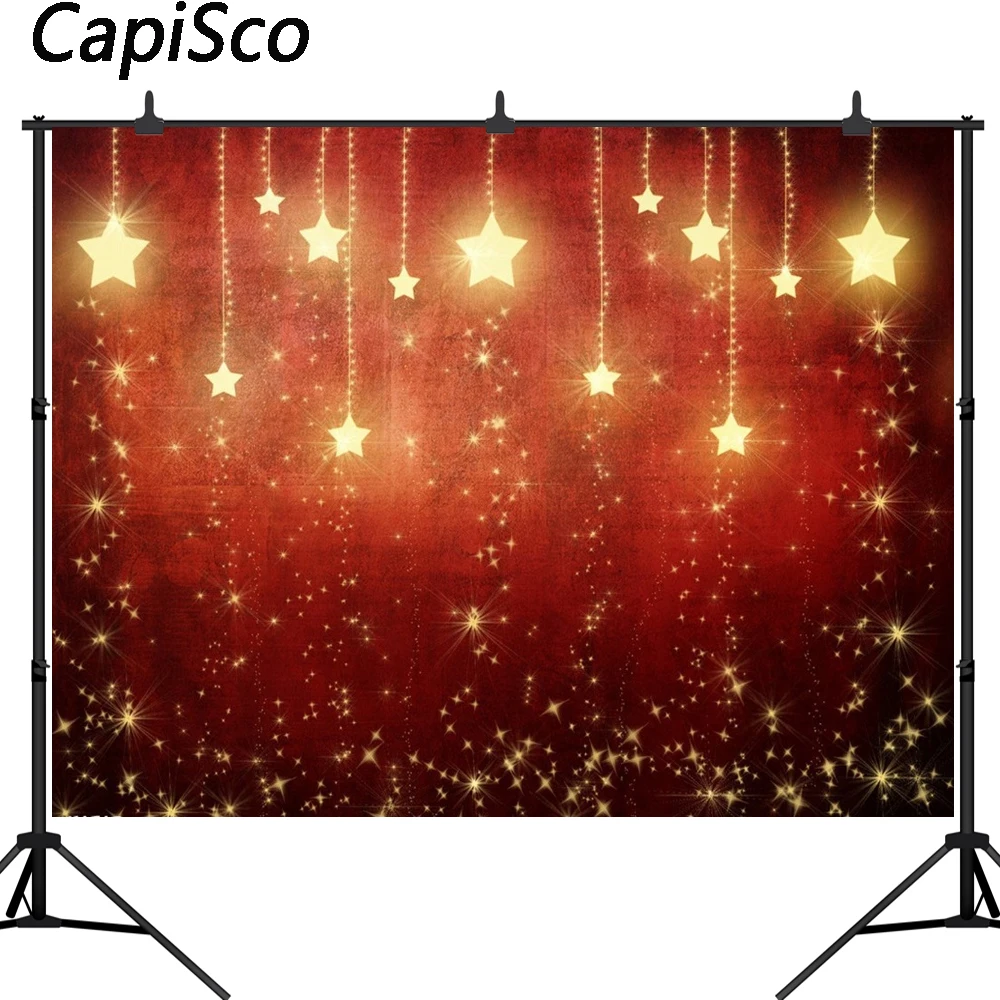 Capisco Photography Backgrounds Christmas Broken Lights Pale Gold stars Children Photography Backdrop for Photo Studio