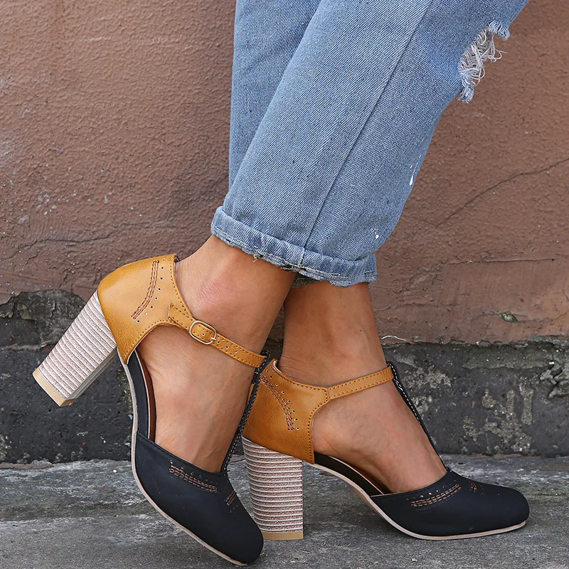 Women new fashion Platform Sandals Buckle High Heel Sandals Women Summer Shoes Square Heel Gladiator Sandals image 6
