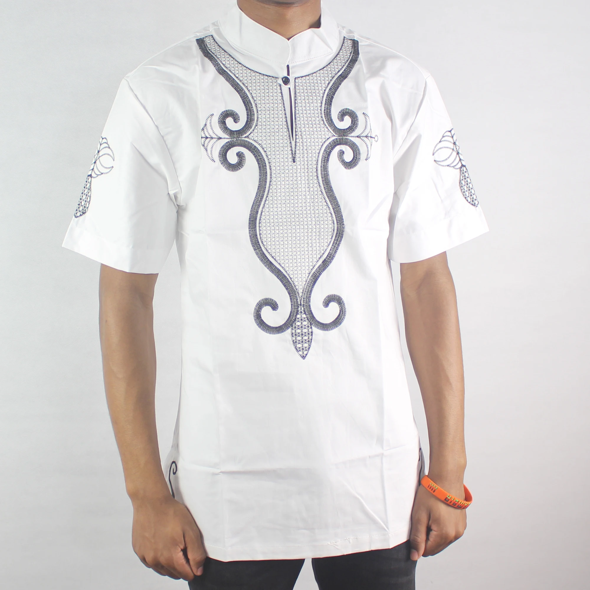 Ropa de sastre bordada dashiki blanca, Top de artista africano de Ghana