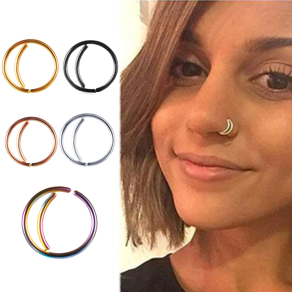 

TIANCIFBYJS Stainless Steel Nose Ring Hoop Septum Rings Nose Body Jewelry Piercing Studs 20 Gauge 8mm Ear Bars Tragus Earrings