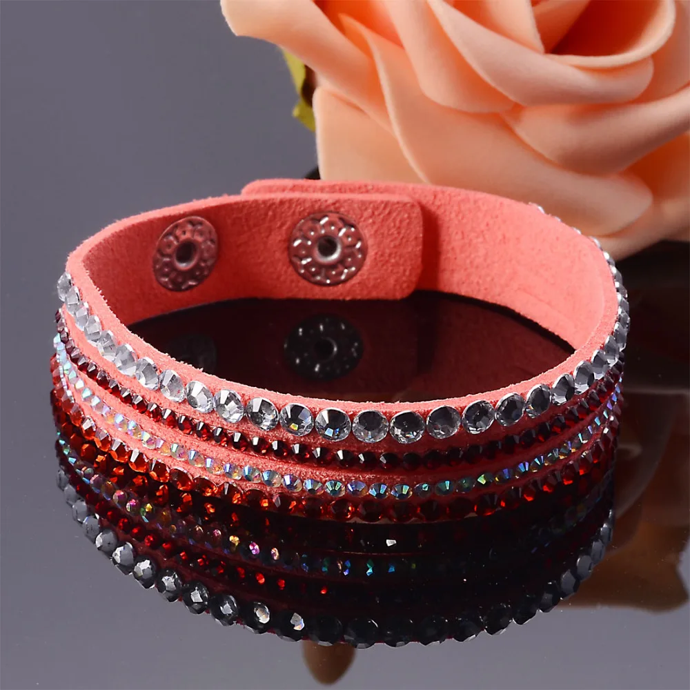 Miasol Multiple Straps Rhinestone Bling Crystal Women Girls Adjustable Bracelets