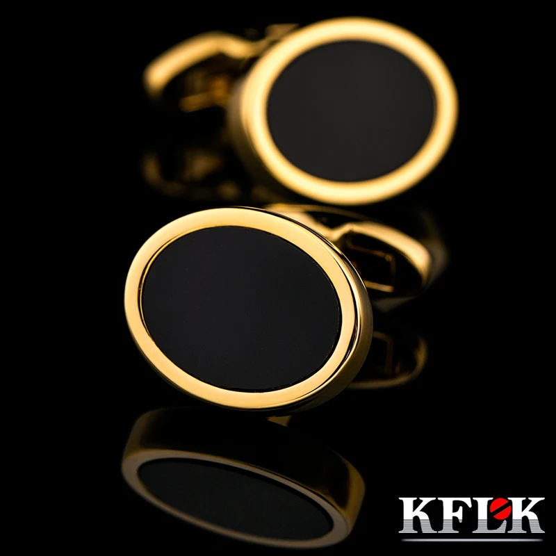 

KFLK French Shirt Fashion Cufflink for Men's Brand Cuff link Button Oval Gold-color High Quality guests 2017 New Arrival