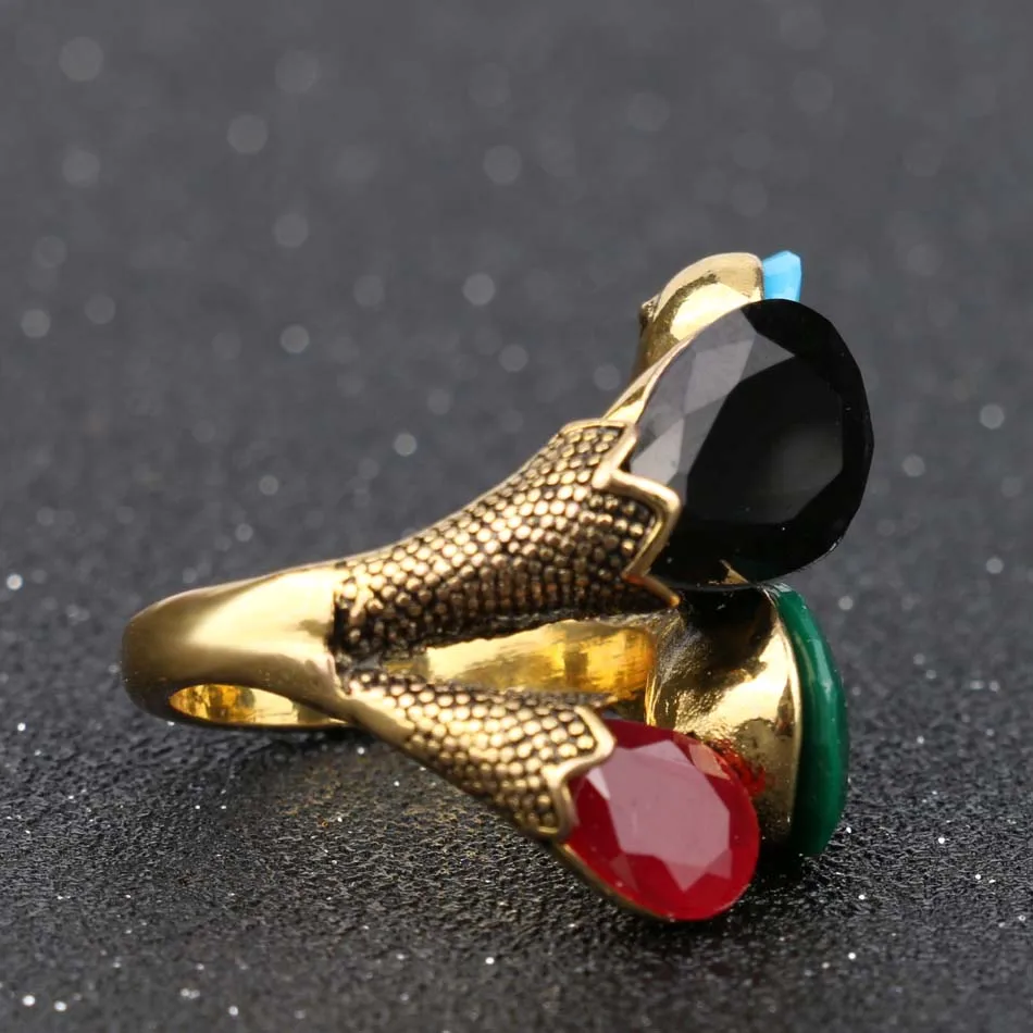 Kinel Fashion Jewelry 2020 New Boho Ring For Women Charm Red Green Four Stone Gold Color Vintage Rings Wholesale