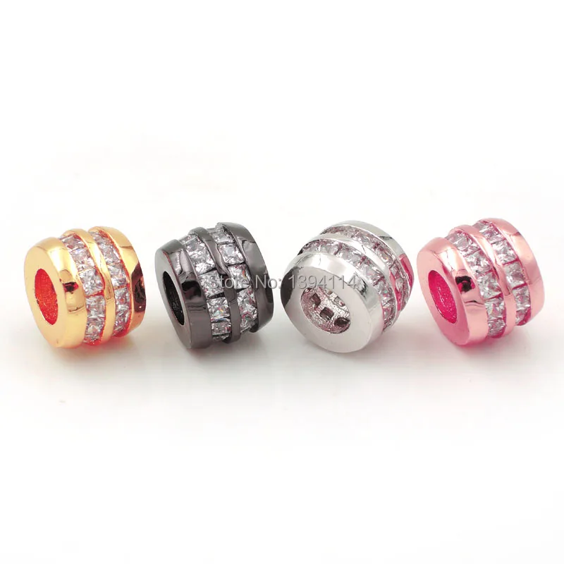 8*10*10m Micro Pave Clear S-CZ Chubby Of 3 Segments Beads Fit For Making DIY Bracelets Or Necklaces Jewelry