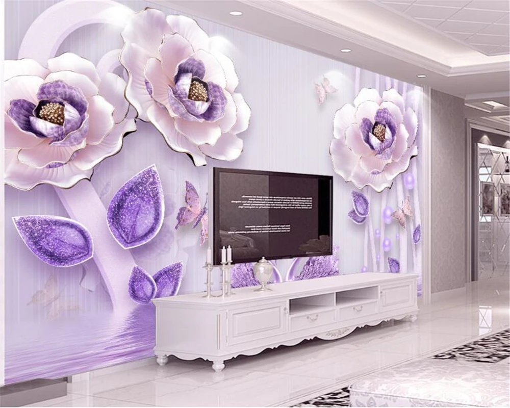 beibehang Custom 3D stereo relief personalized fashion silk wallpaper Peony European TV background papel de parede 3d wallpaper