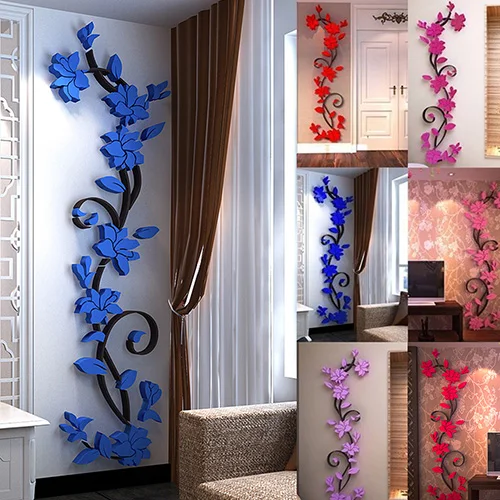 Home Living Room Decor 3D Flower Removable DIY Wall Sticker Decal Mural