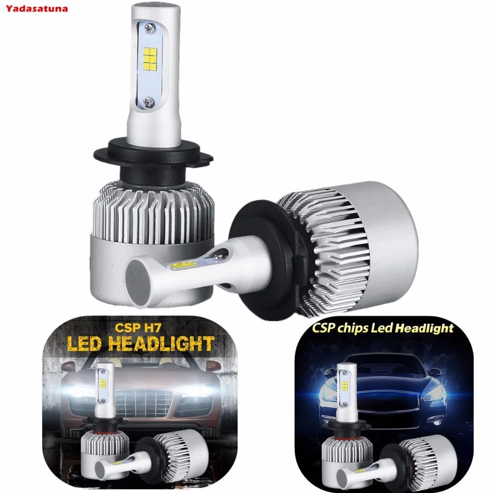 2*New H7 LED Headlight 72W 8000LM Car Light Daytime Running Driving Headlight DRL Bulb 12V Auto Lighting Parts 6500K Canbus