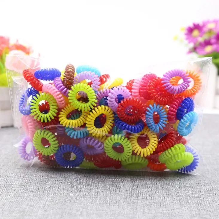 50 Pcs Small Telephone Wire Line Cord Transparent Colorful Headbands Rubber Bands Elastic Hair Bands Girl Scrunchy for Hair Ties