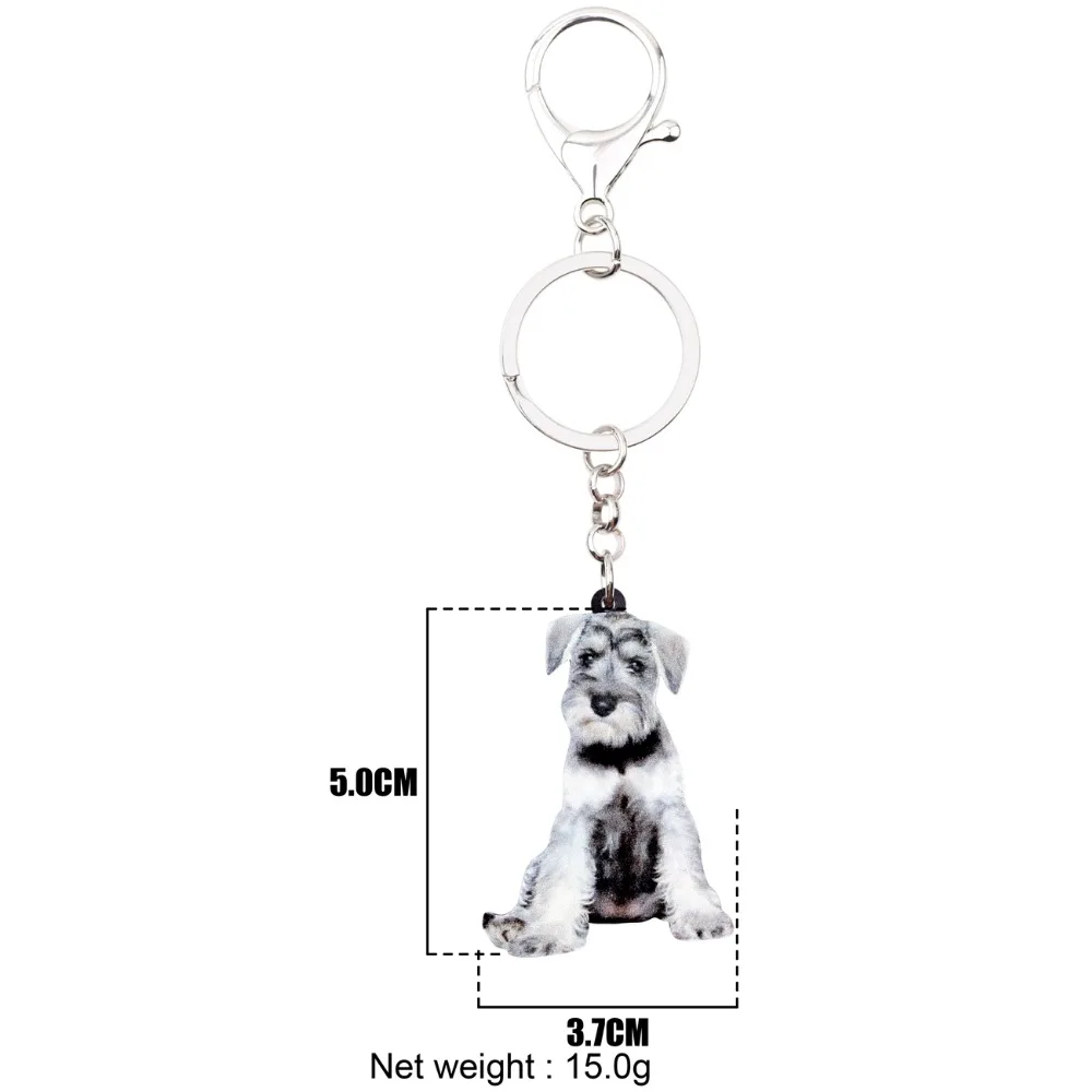 Bonsny Acrylic Sweet Schnauzer Dog Key Chain Keychain Ring Anime Animal Jewelry For Women Girls Ladies Bag Car Purse Charms Bulk