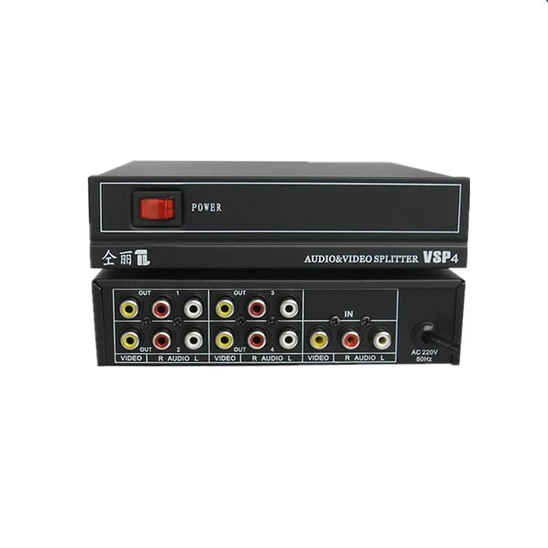 

220v 4 channel 1 in 4 out AV RCA Video Audio Splitter