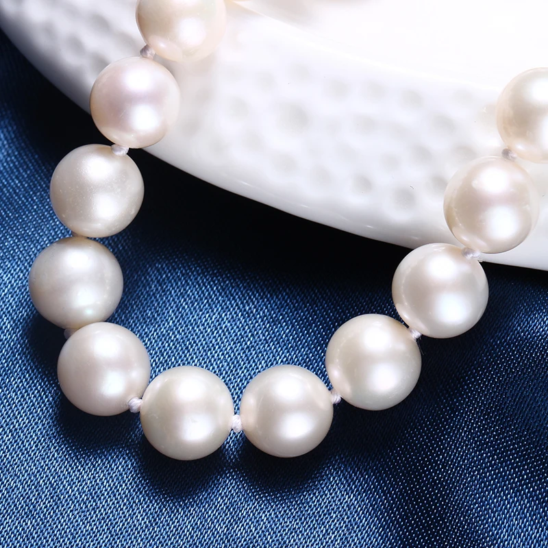 HENGSHENG 100% Natural Near Round Pearl Jewelry Bracelet, Customized 925 Sterling Silver 8-9mm Beads Jewelry Bracelet