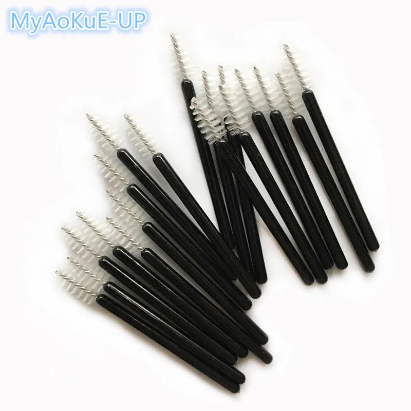 200 pcs Mini Disposable Eyelash Brushes Black Handle White Brush Eyelash Extension Tools One-off Lash Brush Mascara Wands tool