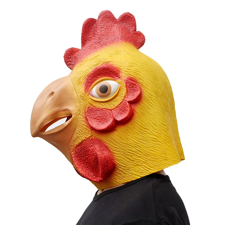 Animal rosto cheio galo máscara halloween prop carnaval látex borracha cabeça de frango máscaras trajes fantasia vestido festa suprimentos