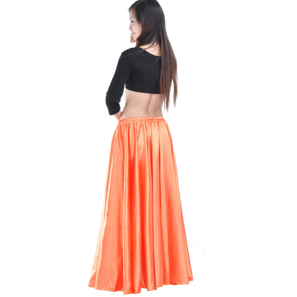 Belly Dance 360 Degree Professional Dance Practice Skirt Women Satin Dance Costume Flamenco Skirts Belly Dancing Skirt 14 Colors