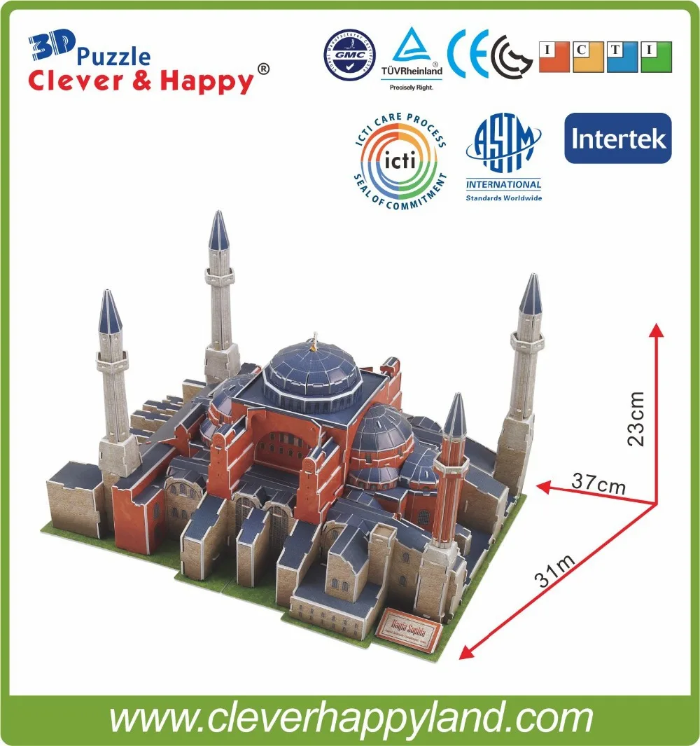 2014 Mới Thông Minh & Happy Land 3d Xếp Hình Mô Hình Nhà Thờ Hagia Sophia Giấy Xếp Hình Mô Hình Diy Xếp Hình Đồ Chơi Trò Chơi Dành Cho Trẻ Em giấy