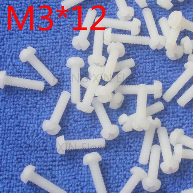 M3*12 12mm 1 pcs white Round Head nylon Screw plastic screw Insulation Screw brand new RoHS compliant PC/board DIY hobby etc