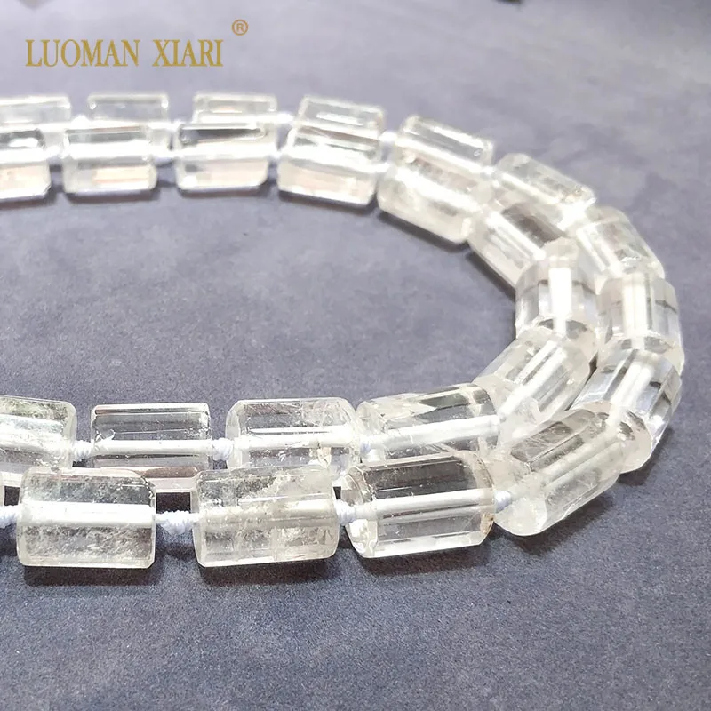 

LUOMAN XIARI Natural Rock Quartz Cylindrical Facted Stone Beads For Jewelry Making DIY Bracelet, Necklace 11*16 mm Strand 15"