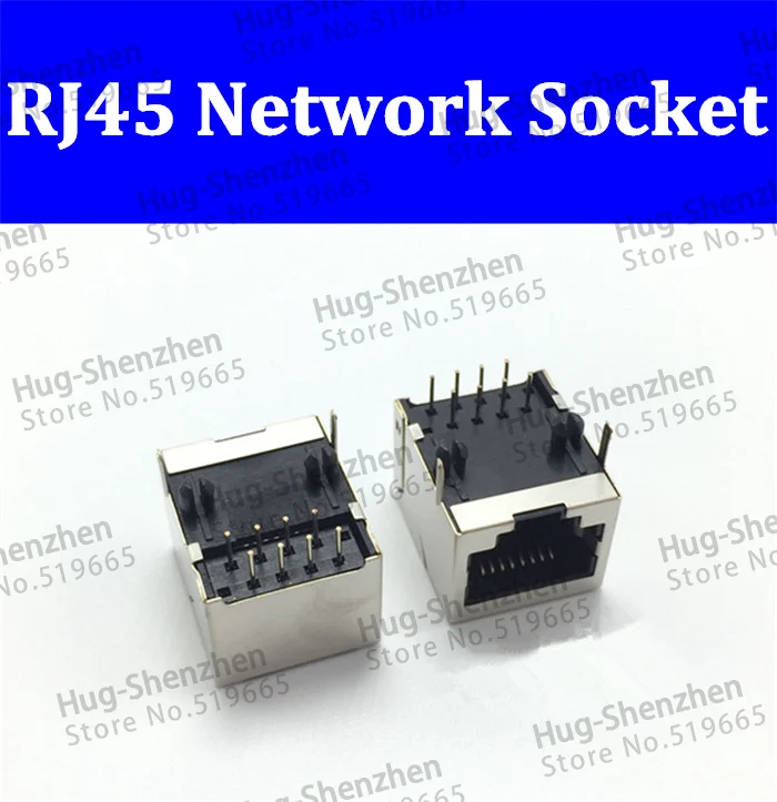 

300pcs/lot rj45 Shielded Shielding Network PCB Jack 8P8C crystal female socket connector 8 pins in stock