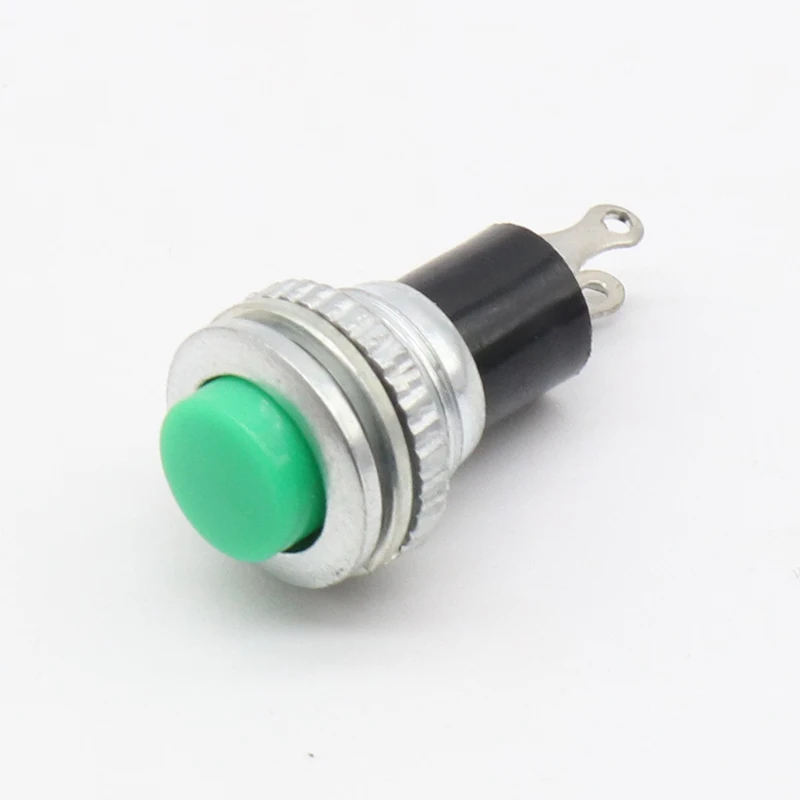6pcs Black/Green/Yellow/Blue/White/Red OFF-Momentary ON 0.5A 250VAC Remote Control Push Button Switches 10mm
