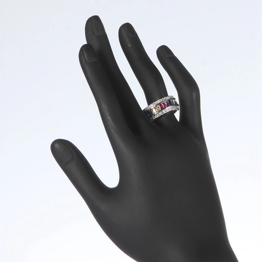 Fleure Esme Engagement rings for women Peridot Morganite Blue Purple Pink Red Cubic Zirconia Rhodium Plated R489 size 6 7 8 9 10