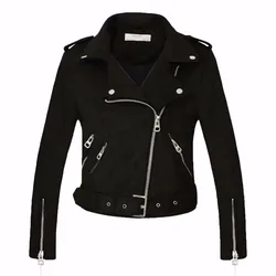 Veste en faux cuir femmes, veste de moto en daim pour femme faux cuir