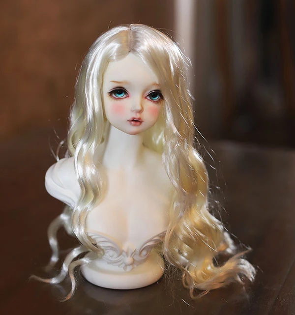 D01-P444 children handmade toy 1/6 1/4 1/3 Doll Accessories BJD/SD doll wig bright golden Long wave hair in soft silk 1pcs