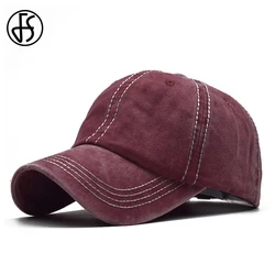 FS Wine Red Vintage Denim Baseball Cap Street Snapback Hip Hop Caps For Men Women Outdoor Casual Trucker Hat Casquette Homme