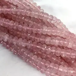 Veemake Mozambique Clear Pink Rose Quartz Crystal Loose Faceted Rondelle Necklace Bracelet Jewelry Beads 06038